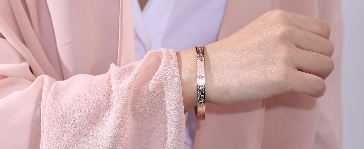 Qitian Islamic Jewelry Gifts for Women Allah Gold Bangles Bracelets Arabic Cuff Bracelet for Women Men Islam Eid Ramadan New Year Gifts