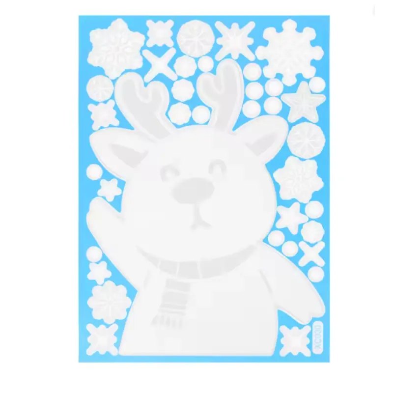Cute Reindeer Snowflake Christmas Window Clings | 3D White Static Window Stickers | Removable Winter Holiday Glass Decor for Home Kids Room