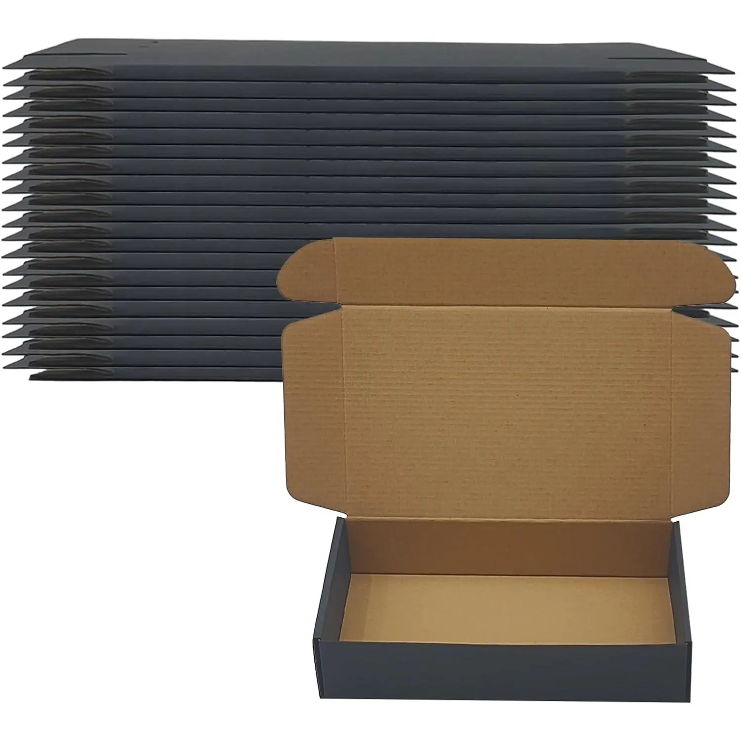 10x6x2 inch Black Shipping Box Pack of 20, Corrugated Cardboard Mailer Box | Tuck Top, Easy Assembly, DIY Cardboard, Recyclable  Mailer Boxes for Small Business, Fold Flat Design for Easy Storage