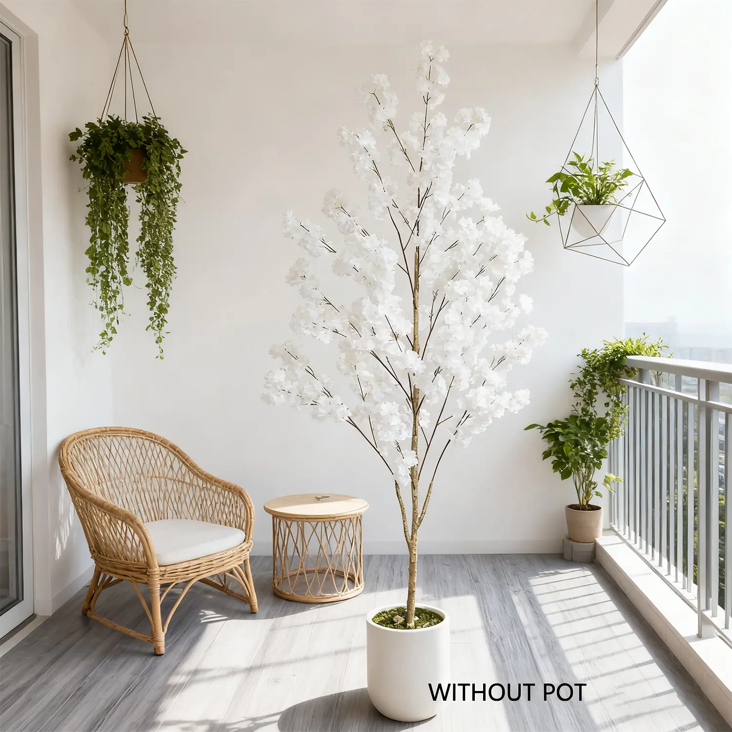 Artificial Cherry Blossom Tree Branches 100-220cm, Modern Minimalist Fake Plant Decor, Indoor Home Office Wedding Party Decoration