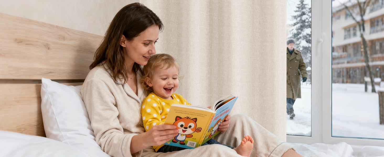 100% Blackout Curtains for Bedroom, Black Out Curtains 96 Inch Long, Room Darkening Curtains for Living Room, Long Grommets Drapes, Thermal Curtains(2 Panels, Beige)