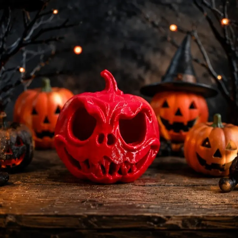 Halloween Skull Pumpkin Decoration, Pumpkin Skull Statue, Gothic Home Decor, Horror Desk Ornament, Halloween Party Gift