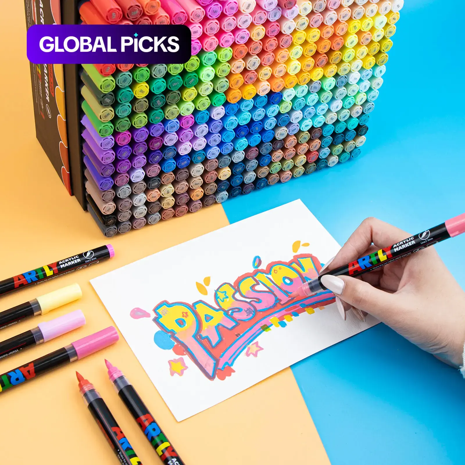 320 Color Soft Tip Pressure-Free Painting Graffiti Stacking Pens, Water-Based Acrylic Ink, Multi-Surface Markers for DIY Projects, Acrylic Drawing Markers, Art Markers #GLOBAL PICKS
