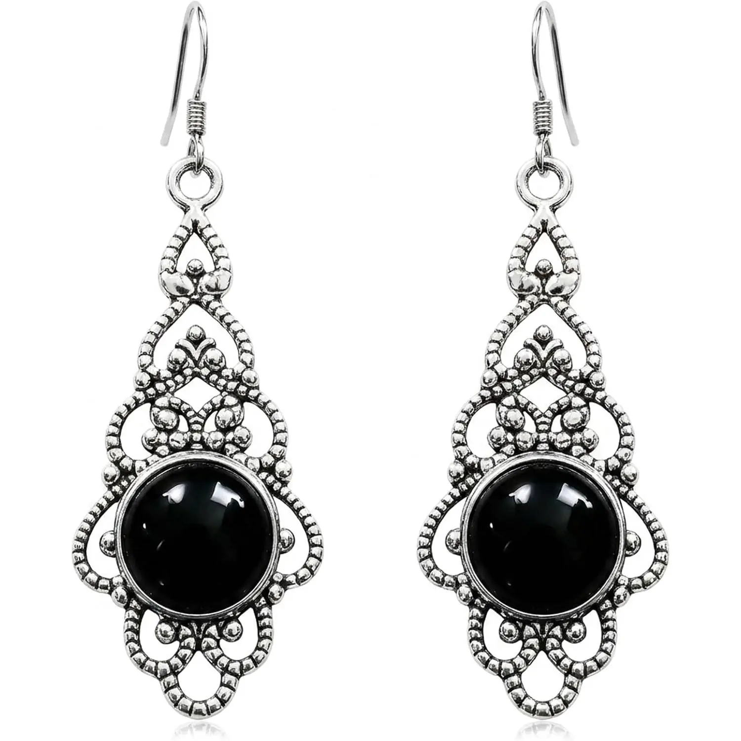 2 Black Gothic Dangle Earrings, Victorian Style | Black gothic dangle earrings add  Victorian style for Halloween, weddings, parties and everyday statement looks