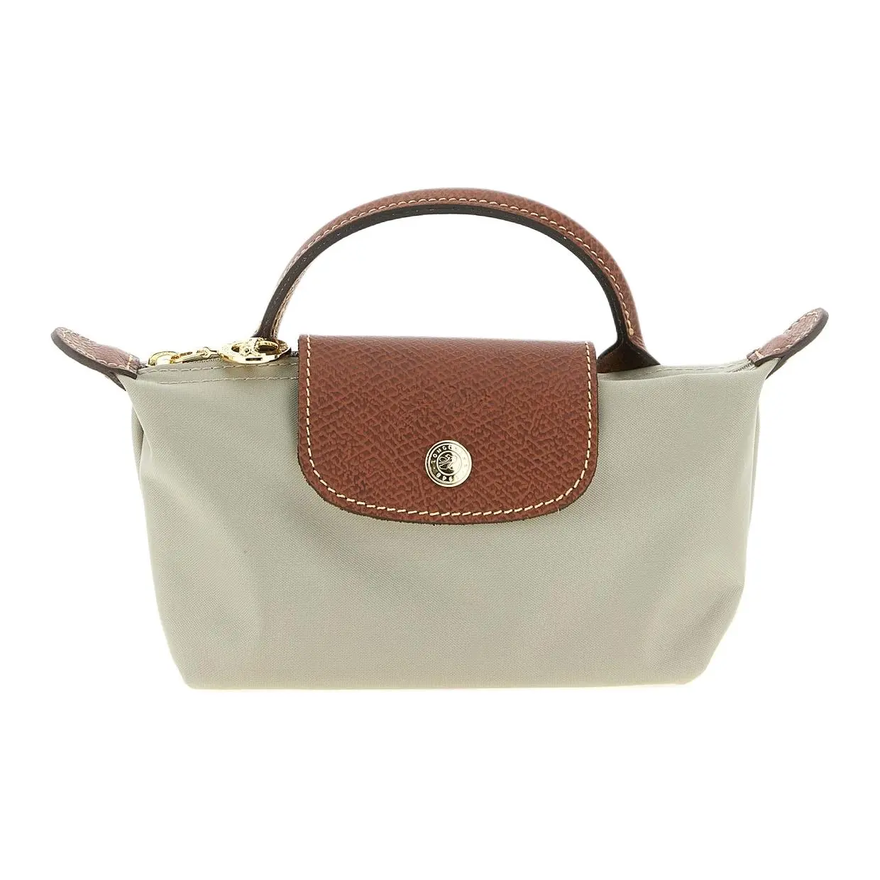 Longchamp Le Pliage Original Nylon Foldable Handbag for Women with Zip Closure and Snap Fastening, Pebble Color