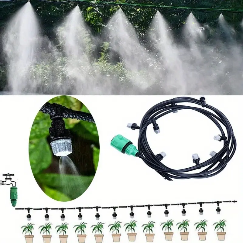 10-Meter Durable Plastic Garden Irrigation System with 10 Adjustable Sprinklers - Perfect for Lawn Care & Agricultural Watering, Easy Installation, No Battery Required, Sprinklers for Lawn