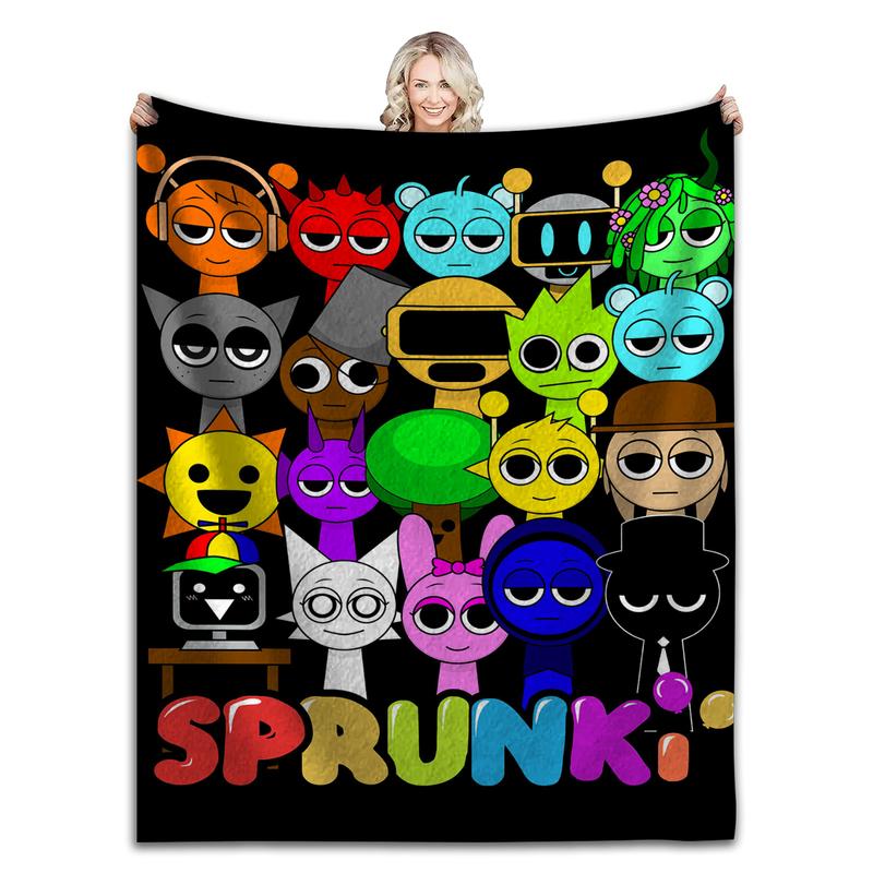 Sprunki Incredibox Game Soft Fuzzy Plush Throw Blanket For Couch Bed Multi-Sized Napping Bedspread All Seasons Comforter