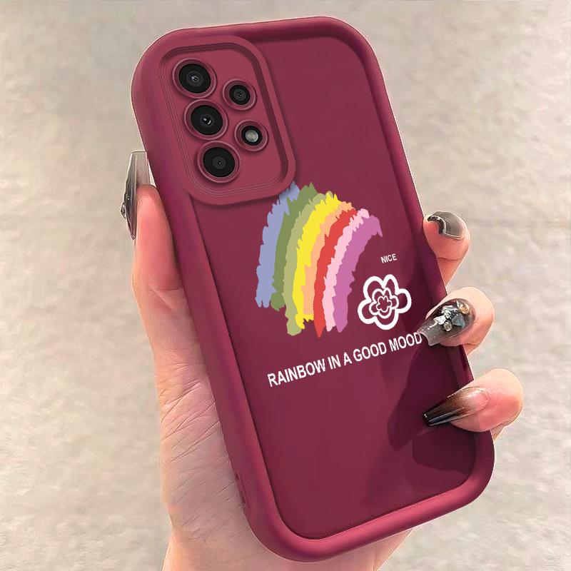 Healing-Themed Rainbow Flower Pattern Phone Case for Samsung Galaxy S26 S25 S24 S23 S22 S21 Fe Plus Ultra A13 A14 A15 A16 A17 A33 A34 A35 A36 A52 A53 A54 Note20