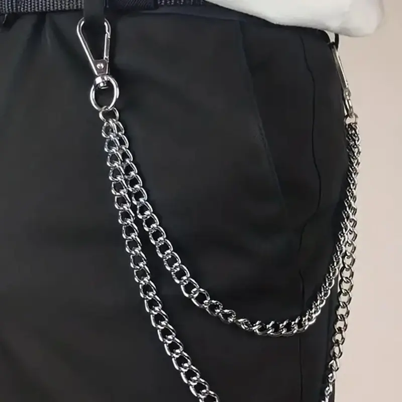 Punk Style Chain Design Pants Belt, Fashionable Double Layered Waist Chain for Jeans Trousers, Trendy All-match & Exquisite Belt for Birthday Gift, Chain Belts, Chain Accessory, Waist Jewelry