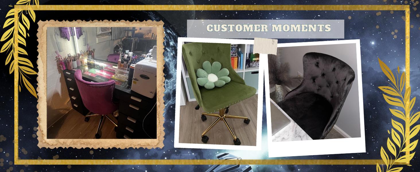 VINGLI Velvet Office Chair - Modern Upholstered Desk Chair with Adjustable Height, Tilting Mechanism, and Rolling Wheels - Pink VINGLI Velvet Office Chair - Modern Upholstered Desk Chair with Adjustable Height, Tilting Mechanism, and Rolling Wheels - Pink