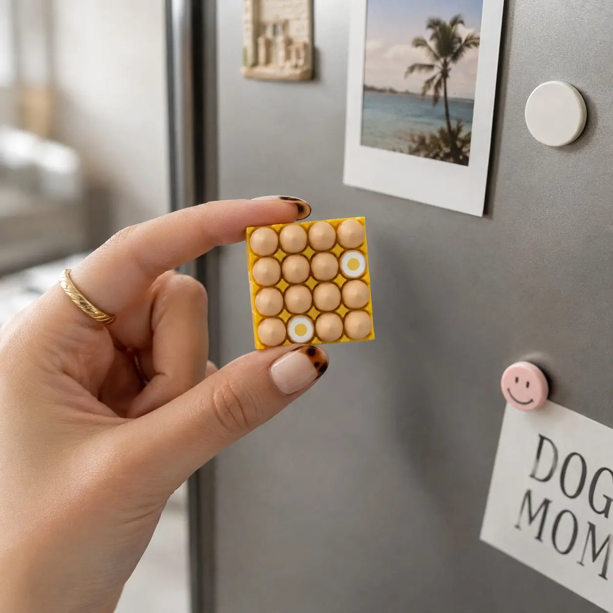 New Model Egg Holder Refrigerator Magnet Sticker, Self-Adhesive Magnetic Photo Memo Paper, Perfect for Instant Photos and Notes, Convenient Kitchen Accessory, Photo Magnets, Fridge Magnet