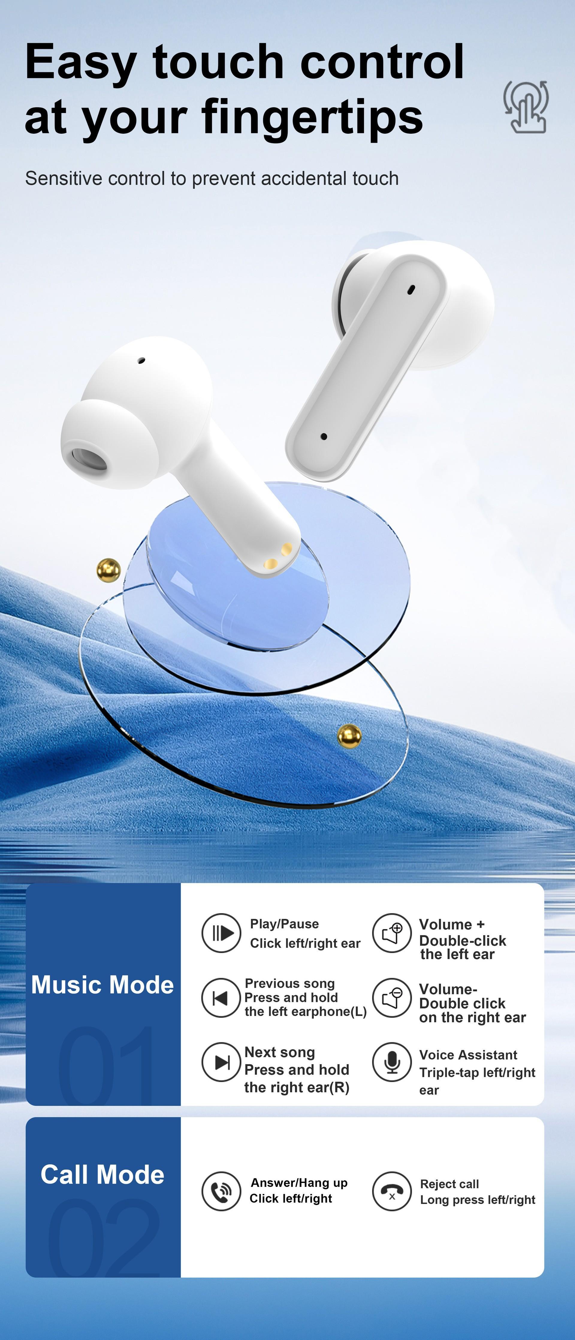New XH11 Bluetooth Earphones In-Ear with Touch Screen TWS Music Headphones Dual Ear ENC Deep Noise Reduction