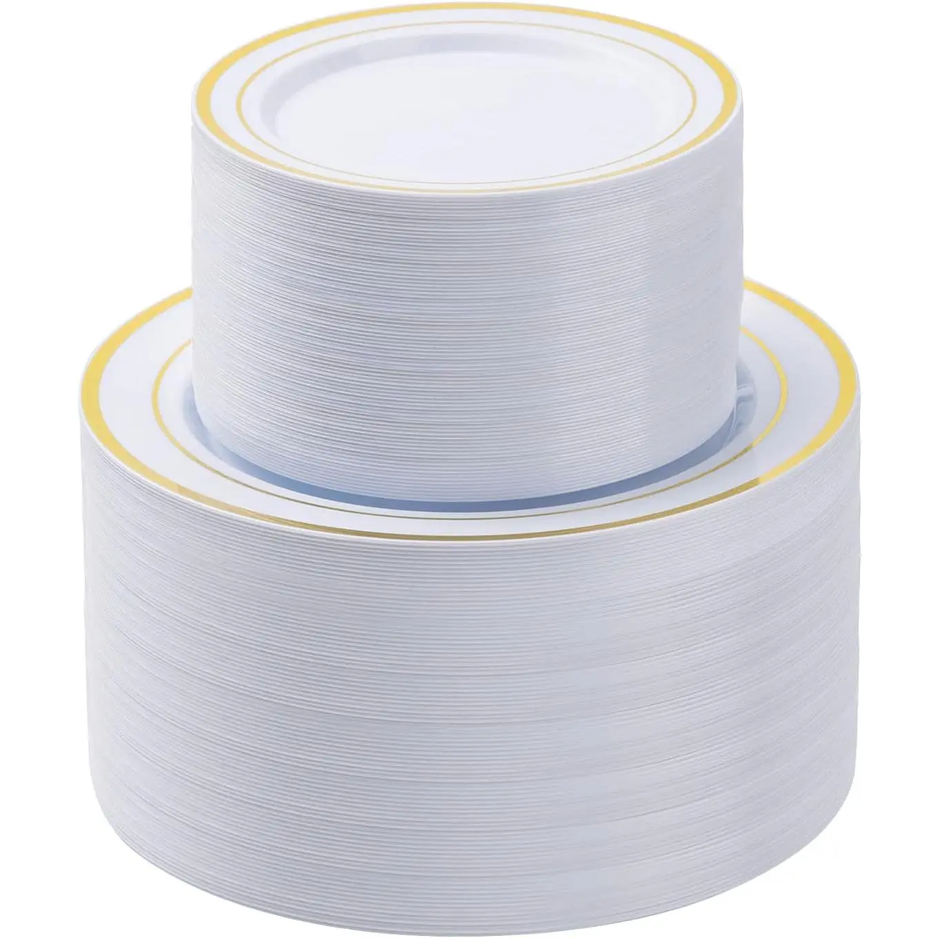 200PCS Gold Set, 100 10.25 inch Dinner and 100 7.5 inch Dessert, Disposable for, Wedding