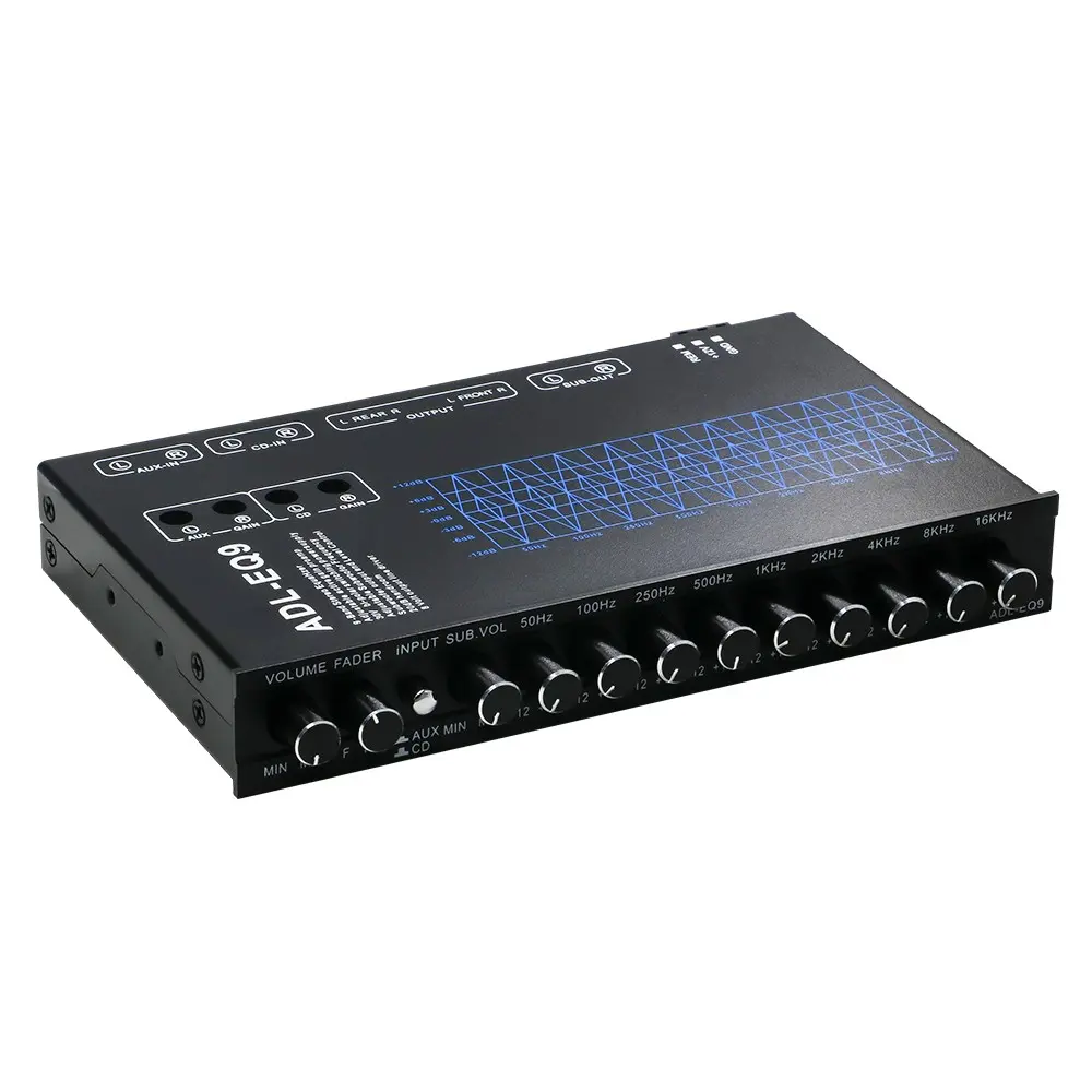 9 Band Graphic Car Equalizer Amplifier with Adjustable Filter, Tuning Frequency Divider Amplifier, Audio Enhancement Device