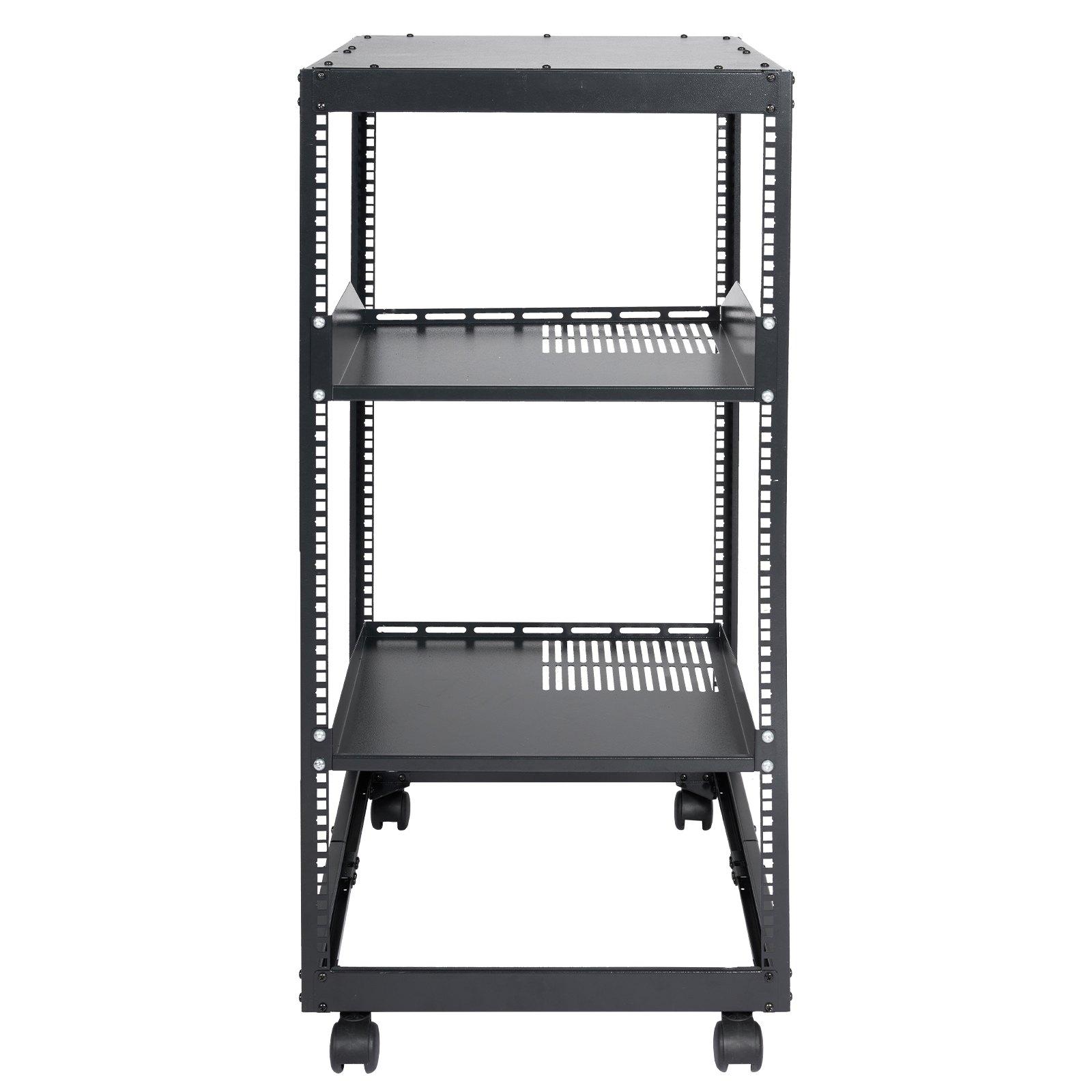 VEVOR 20U Open Frame Server Rack, 23-40 in Adjustable Depth, Free Standing or Wall Mount Network Server Rack, 4 Post AV Rack with Casters, Holds All Your Networking IT Equipment AV Gear Router Modem