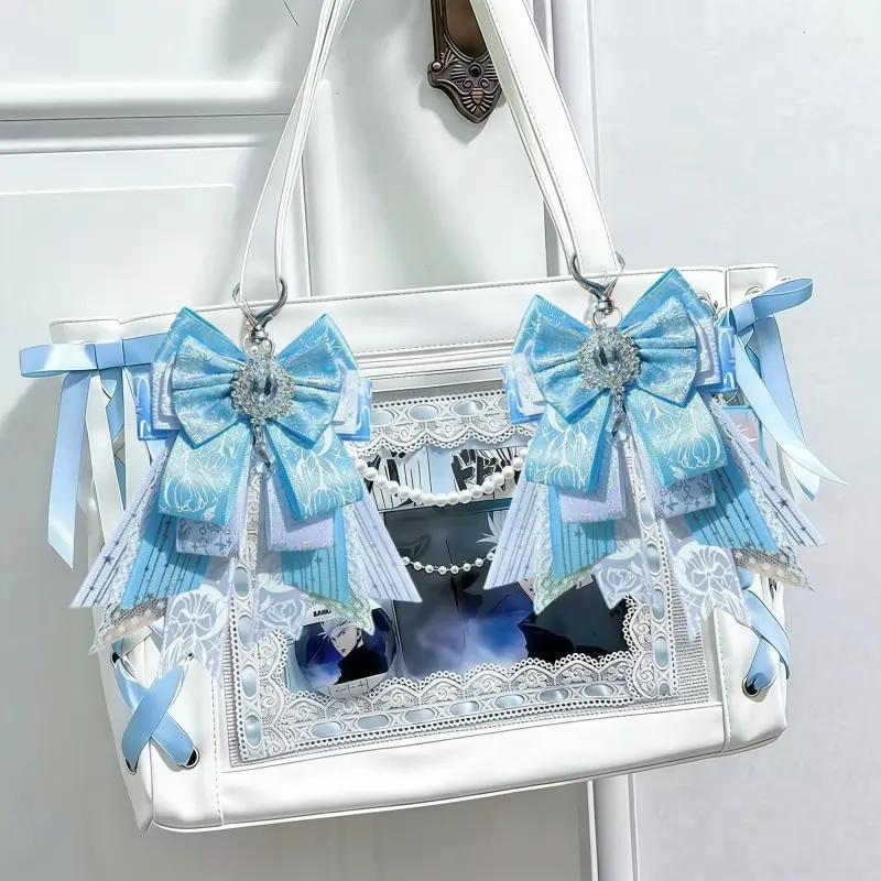 Handmade Ribbon Bow Itabag Decoration Pendant Lolita Double Layer Bow Bag Jewelry Light Stick Cheering Fan Decor Accessories