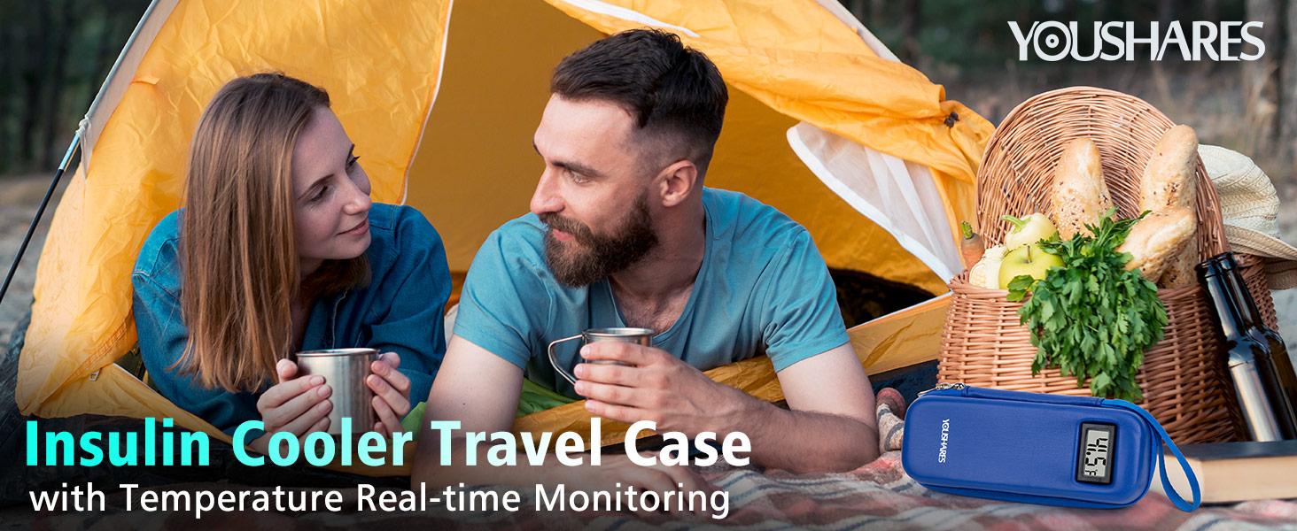 Insulin Cooler Travel Case with Temperature Display - Refrigerated Medicine Cooling Bag with 2 TSA Approved Ice Pack, Medication Pen Diabetic Supplies Organizer for Trip and Daily