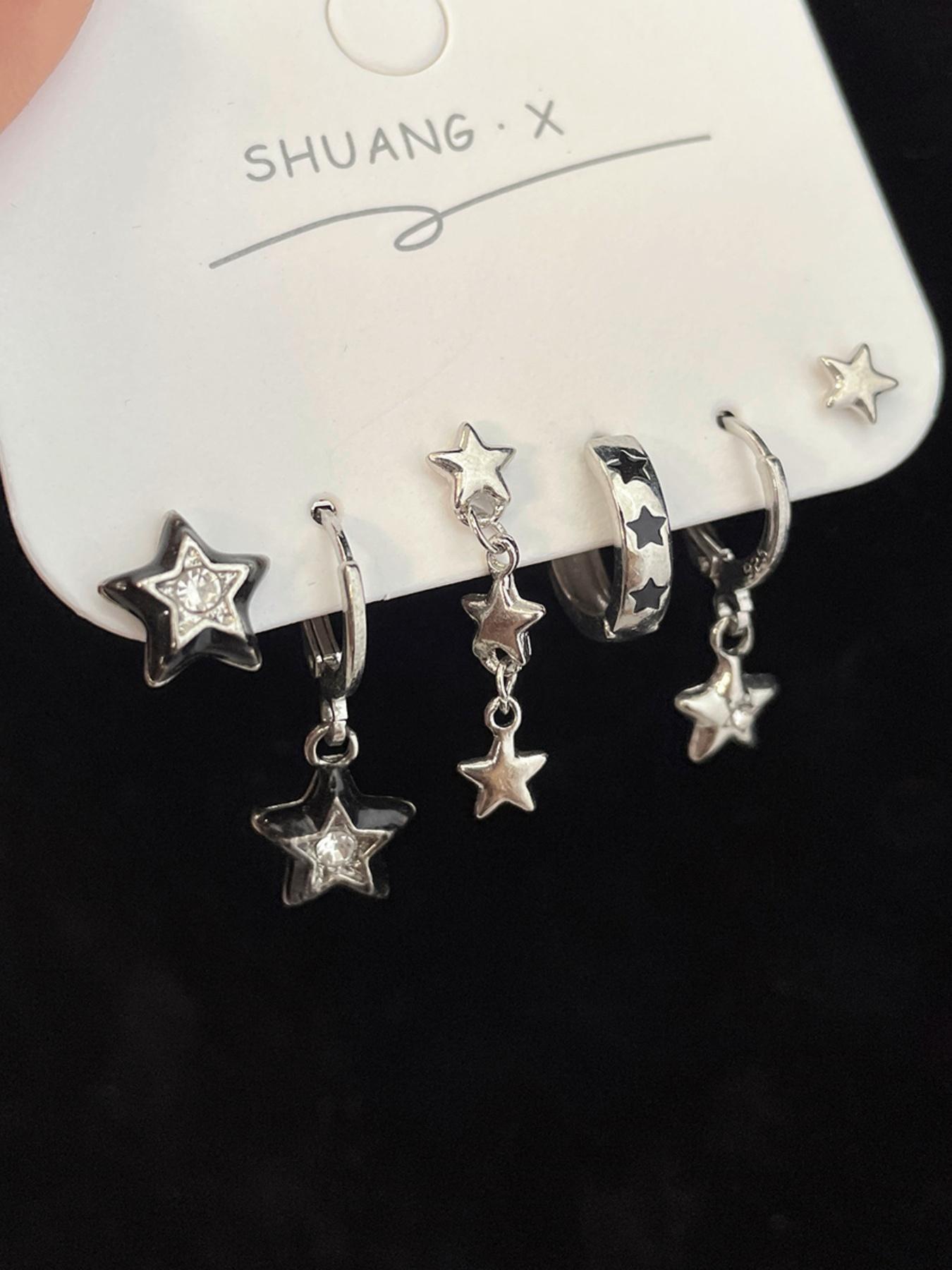 Star Design Earrings Set, Statement Earrings, Dangle Earrings Set, Fashionable Jewelry for Women & Girls, Trendy All-match & Exquisite Jewelry for Birthday Gift