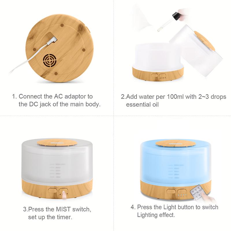 Ultrasonic Smart Diffuser Humidifier - 16.9oz Tank, Timer Modes,  7 Color Lights (Includes 6 Premium Essential Oils) air  purifier essential oil aroma diffuser d is ff user aroma aromatherapy oil Color-Changing