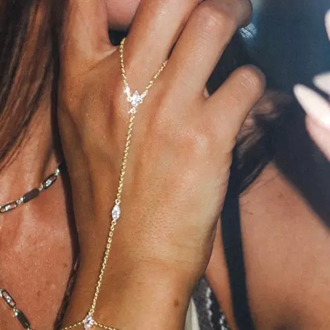 Women's Layered Design Cubic Zirconia Hand Chain & Bracelet Set, Perfect for Parties & Festivals, Sparkling Jewelry Accessories, Fashionable Jewelry Set, Costume Jewelry Sets, Trendy Jewelry Set