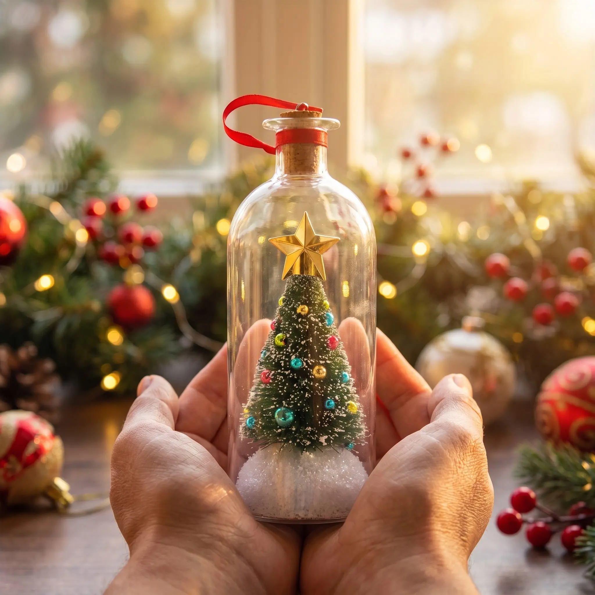 Recordable Christmas Tree Message Bottle, Custom Voice Keepsake Decor, Festive Wish Bottle for Mantel, Shelf & Gift Giving, Perfect for Adults