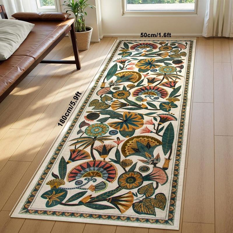 Floral Pattern Entryway Rug, 1 Count Non-slip Washable Floor Mat, Runner Carpets, Soft Floor Carpet for Home Decor Living Room Bedroom Kitchen Bathroom Decor, Cool Rugs, Unique Rugs, Decorative Rug Mat
