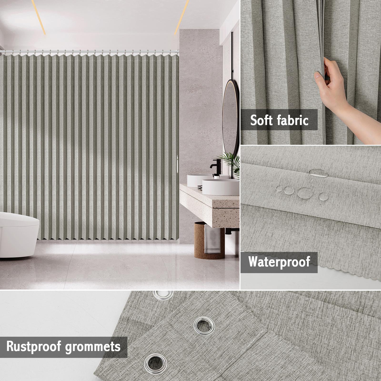 Magnetic Folding Shower Curtain, 1 Count Waterproof & Mildew Resistant Shower Curtain, Bathroom Decoration Supplies for Home Interior, Hotel, Guest House