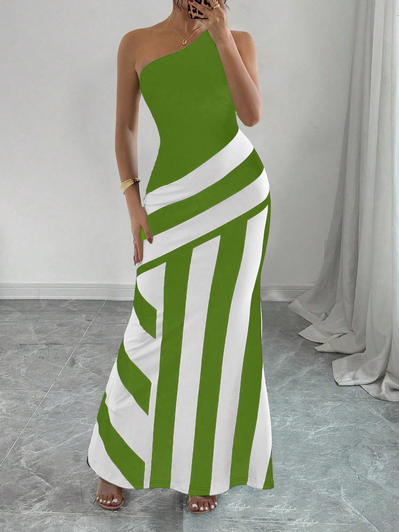 Valentine's Day Women's Striped Print Dress, Elegant Sleeveless Dress for Party Holiday Wedding Guest, Ladies Spring & Fall Clothes, Stylish Elegant Formal Dresses Women