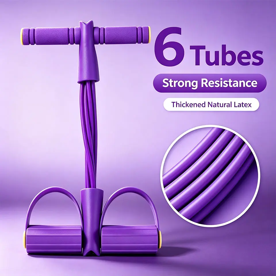 6-Pack Thickened Pedal Resistance Bands, High-Elastic Pull Ropes for Leg, Arm & Abdomen Training, Portable Fitness Equipment for Home & Office Use