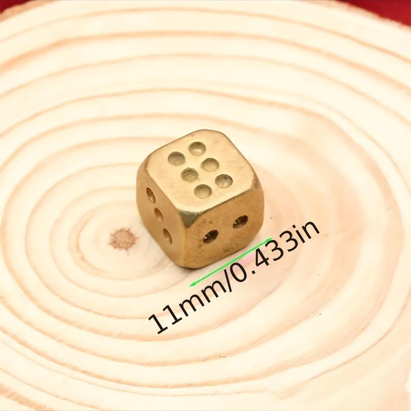 Set of 5 Handmade Solid Brass Dice — Polished Tabletop Gaming Dice, Durable Brass Material; Ideal for Bar Accessories and Creative Gifts (Action Game Style)