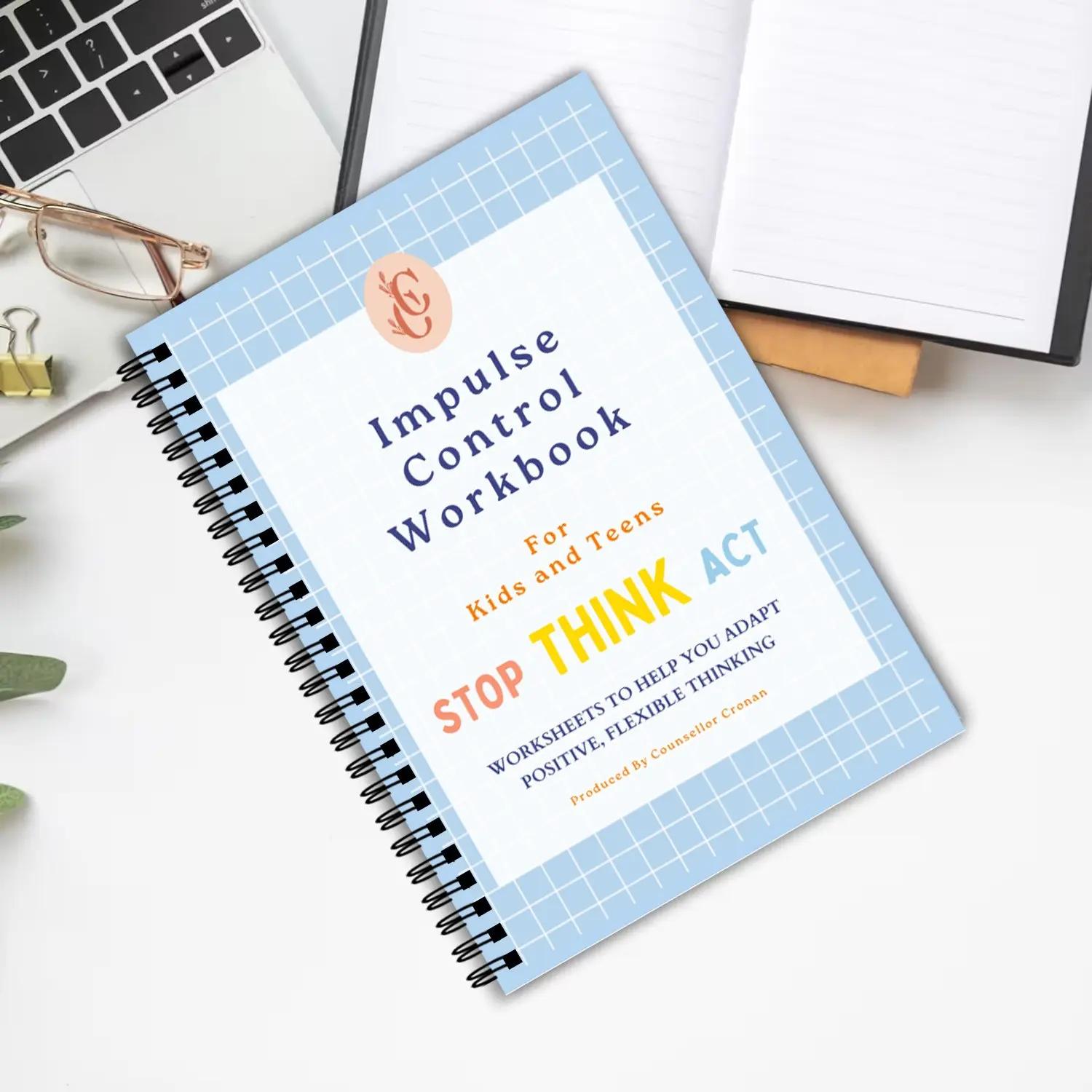 Impulse Control Workbook for Kids and Teens, Stop Think Act Emotion Management Notebook, Daily Psychological Practice, Emotional Awareness Boosting