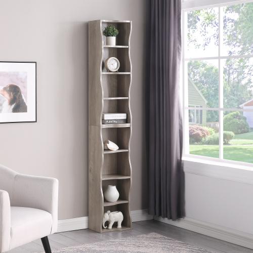[Bellemave]8-layer adjustable shelf ultra-thin bookshelf with a wavy border design, which is more aesthetically pleasing, is suitable for high and narrow, display and multi-functional bookshelves in home offices