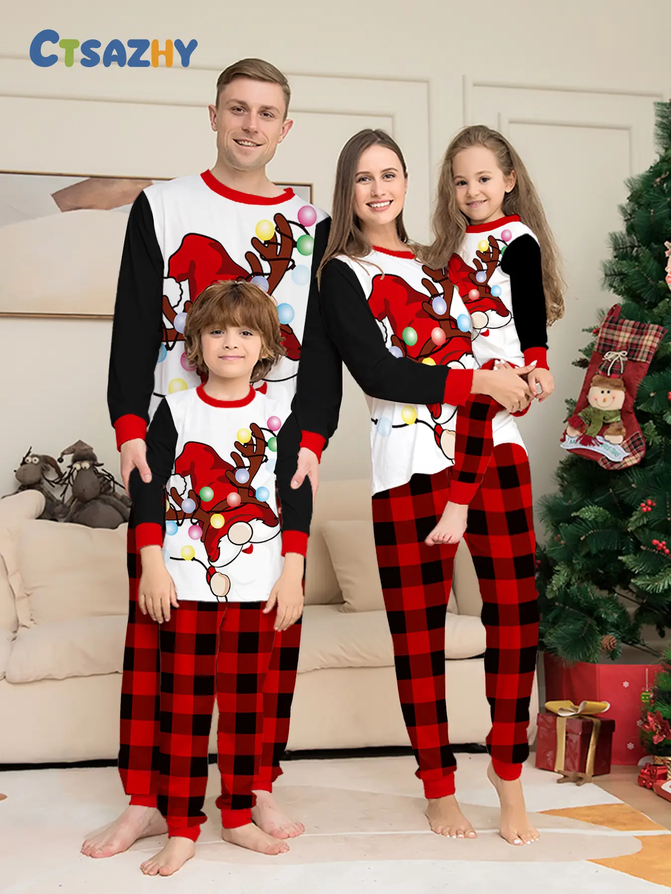Family Christmas Pajama Set, Soft Breathable Knit Two-Piece, Holiday Photo, Daily Wear, Gift Idea, Cozy Home Clothes