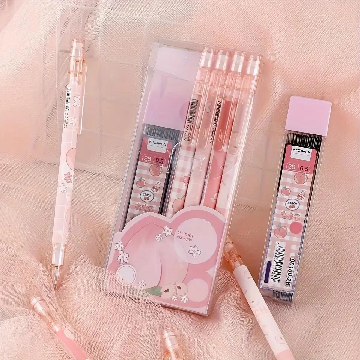 Cute Mechanical Pencil Set, 4-Pack with 0.5mm Automatic Pencils, Dinosaur and Heart Design, Durable Plastic, School Office Supplies, Classroom Supplies