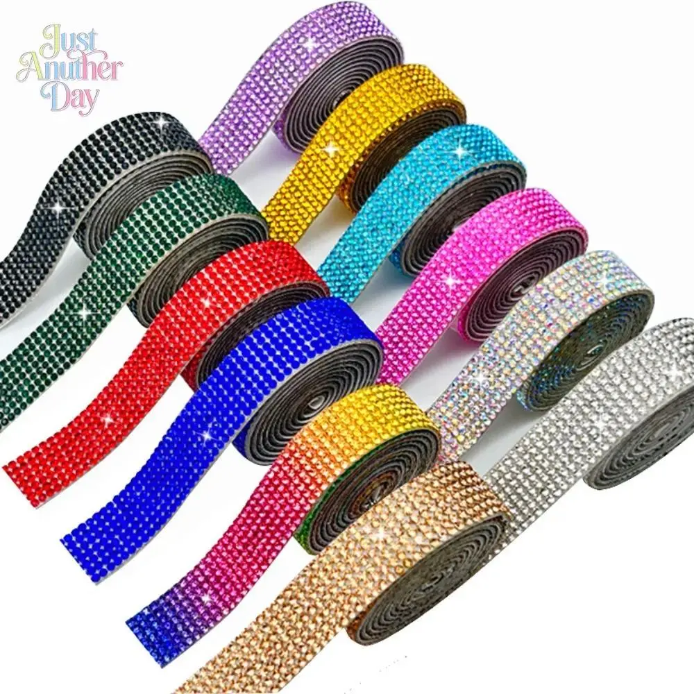 Rhinestone Strip, Self-Adhesive Multi-Color Crystal Bling Ribbon with PVC Base for Glamorous and Casual DIY Crafts, Craft Enthusiasts