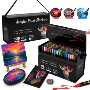 High-pigment acrylic markers with opaque quick-dry ink. Smooth consistent ink flow, sturdy nibs for detailing & filling. Paint on canvas, wood, ceramic and plastic, ideal for custom artwork & handmade projects.