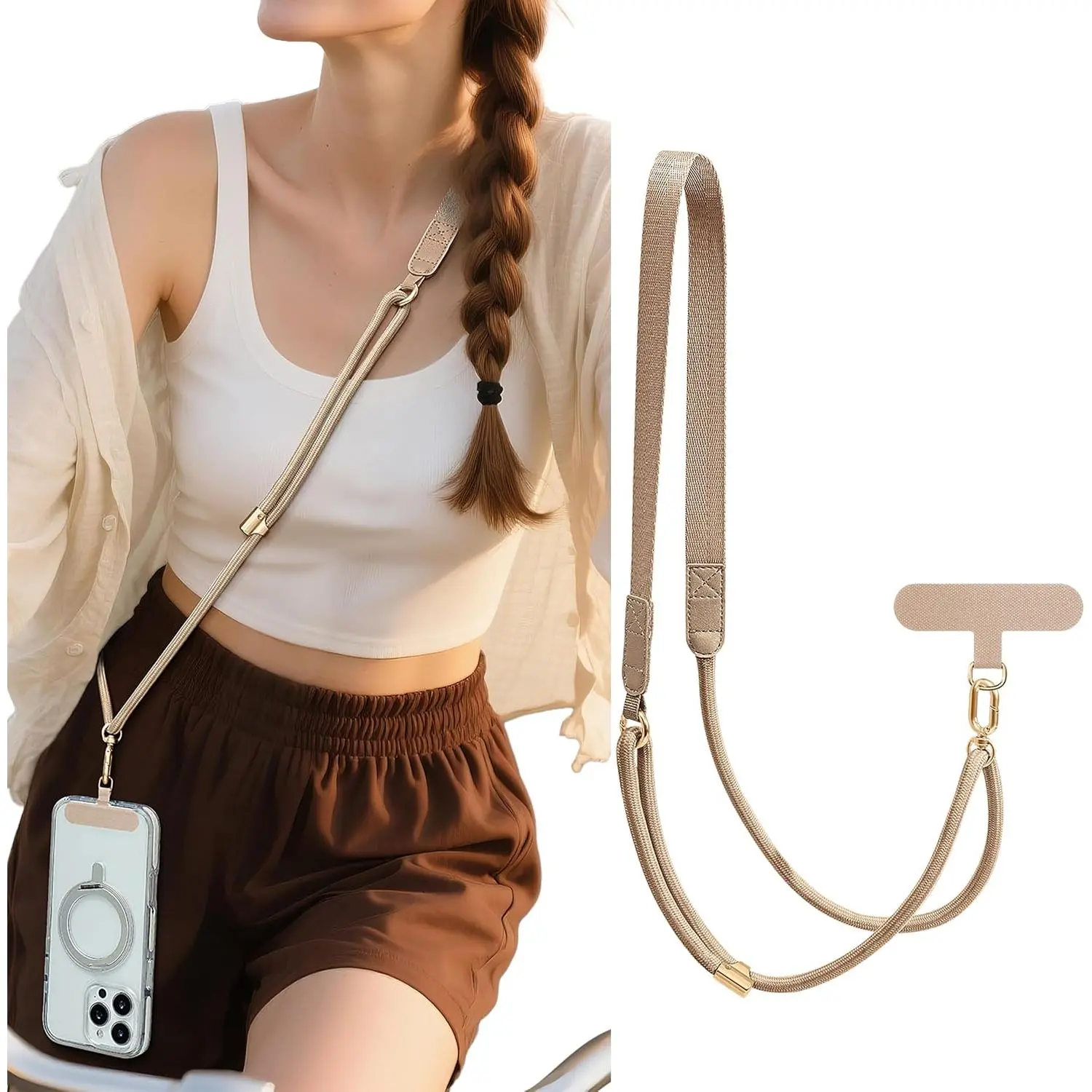 Phone Lanyard Crossbody Strap–Designed for Comfort & Style, Adjustable for  Carry, Hands-Free Anti-Drop (Nude )