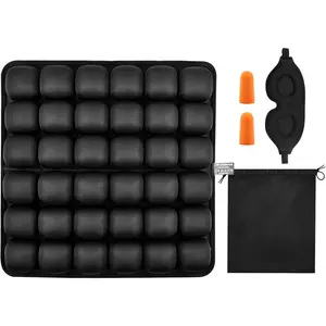 Travel Cushion Airplane Seat, Inflatable Air Bubble Airplane Seat Cushion for Long Flights, Ergonomic for Car,Office,Stadium, with Bag(Color:Black)
