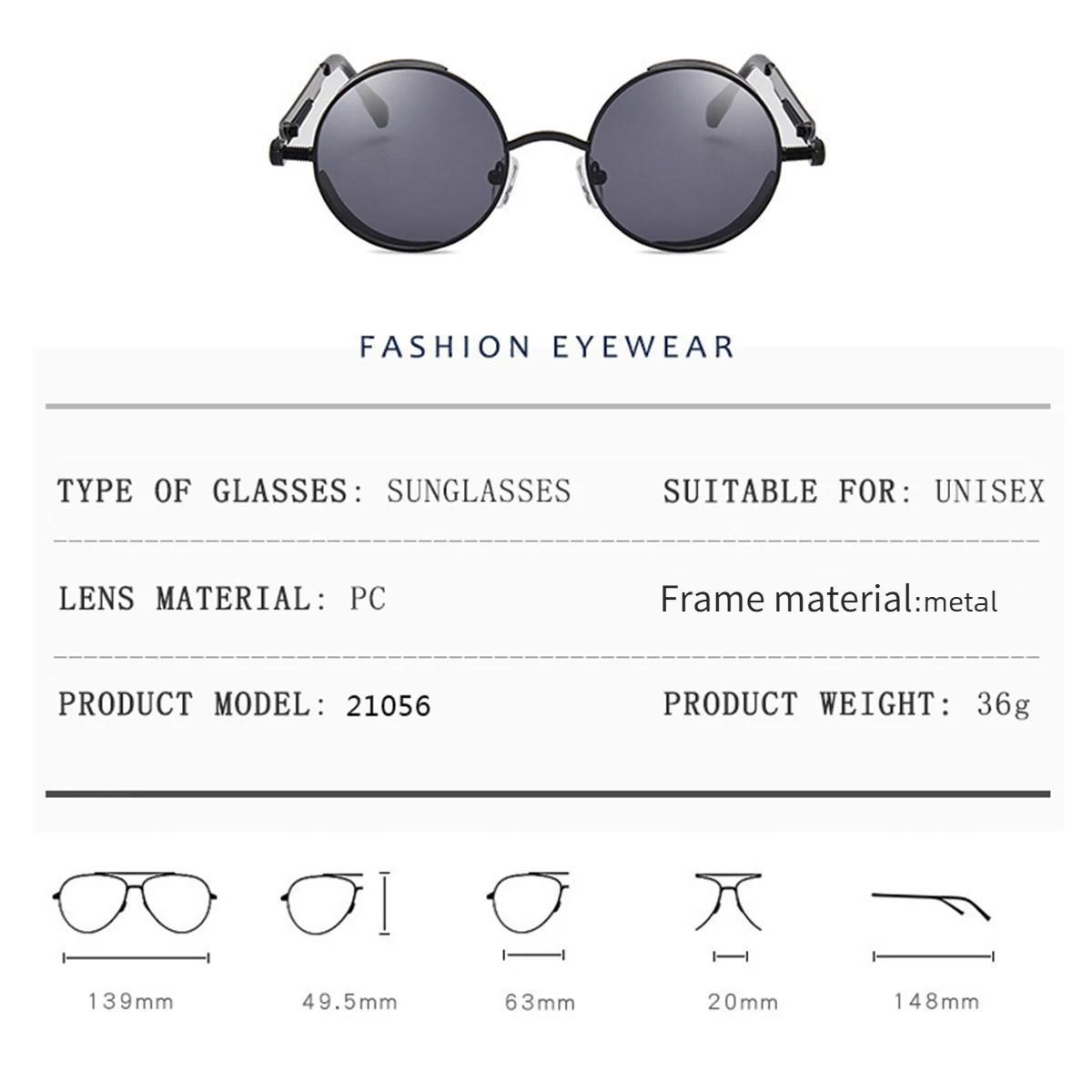 Retro Punk Round Sunglasses for Men & Women, Vintage Gothic Reflective Shades with Side Shield Detail, UV400 Protection for Streetwear & Everyday Wear