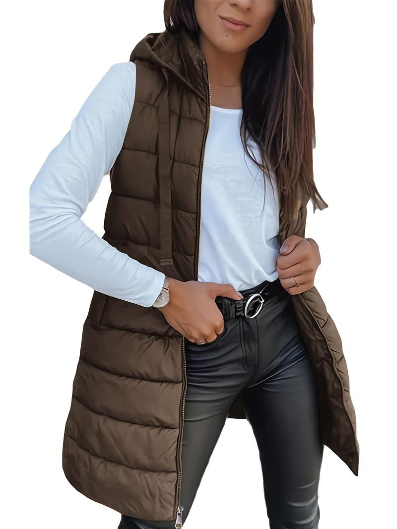 BIGWIG Solid Color Hooded Zipper Vest Jacket Women's Clothing