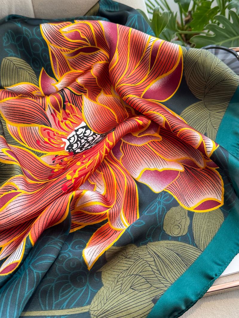 Women's Floral Print Scarf, Fashionable Hair Accessories for Daily Wear, Casual Versatile Scarf for Women & Girls