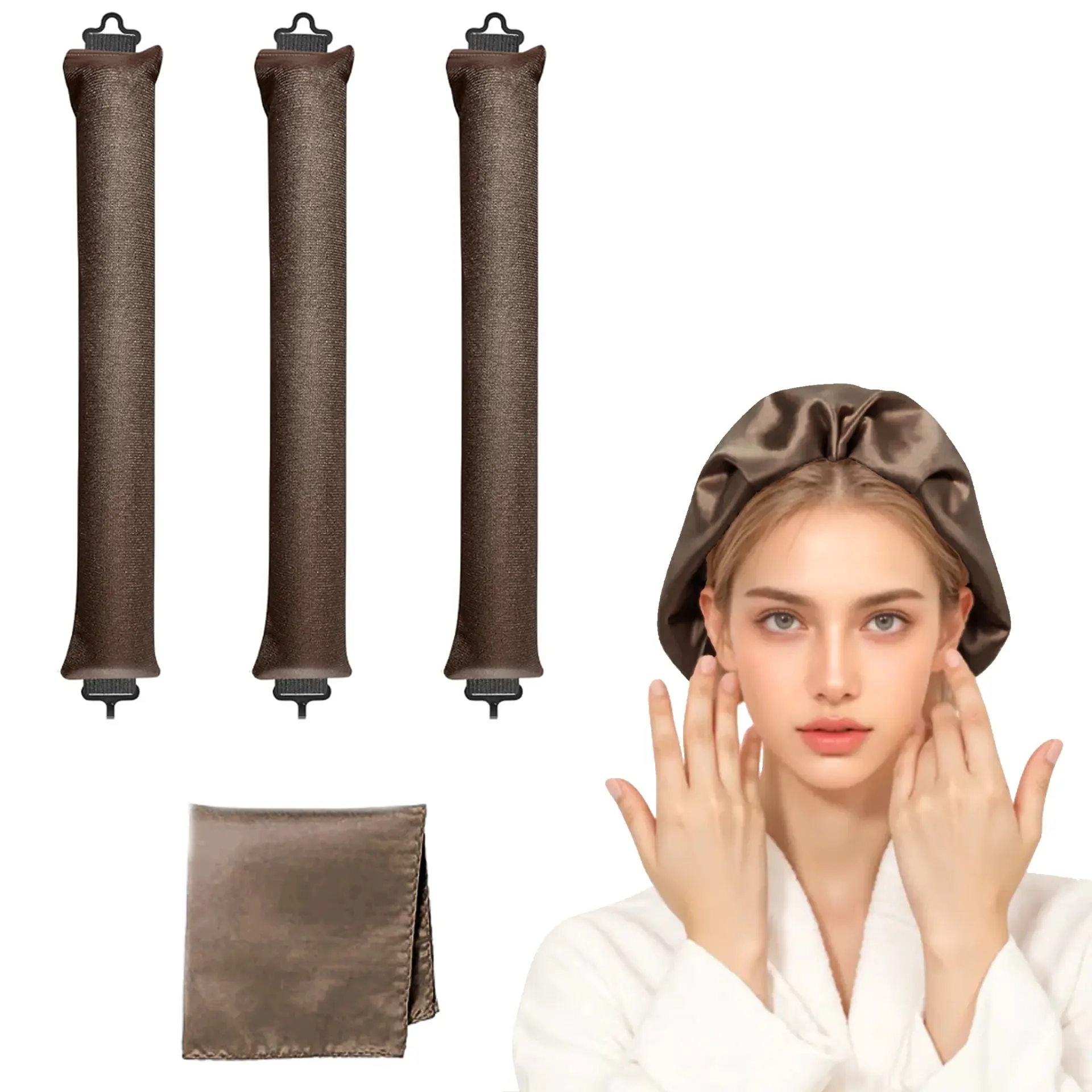 3-in-1 Non-Heated Hair Curler & Styling Kit - Overnight Hook Blowing Rod, Long-Hair Tool with Silk Scarf (For Home, Festive & Party Use), Hair Styling Tools
