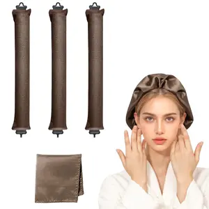 3-in-1 Package of Non Heated Curling Iron, Non Heated Curling Iron, Overnight Curly Hair with Hook Blowing Rod, Long Hair Curling Styling Kit with Silk Scarf