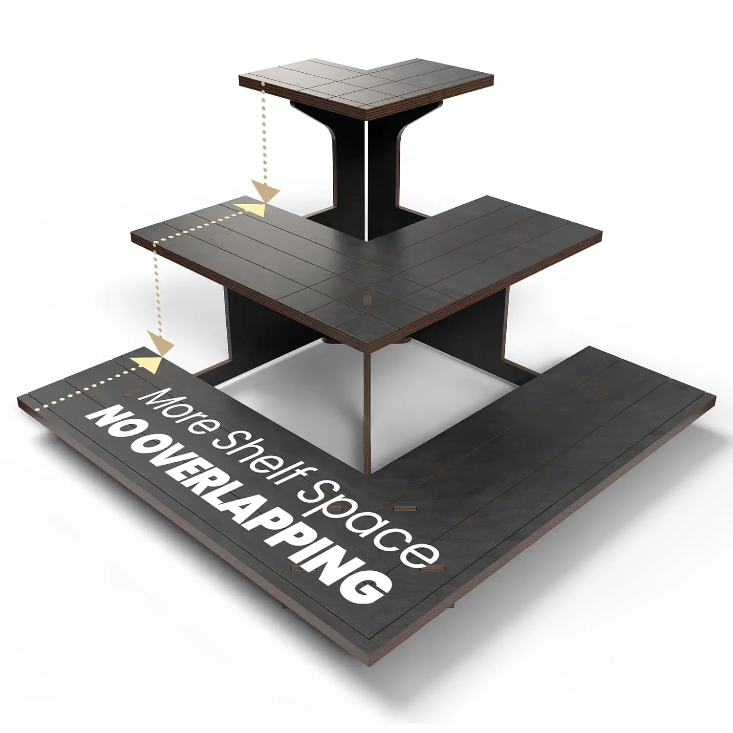 Corner Black Wooden Tiered  Stand for Vendor Events,  Shelves for Craft Shows, Farmers Market, Tradeshows, Earring , Card and Sticker Stand, Candle