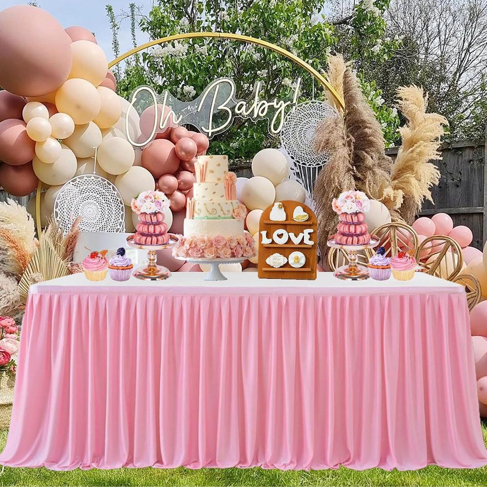 Rectangle Fitted Tablecloth Elastic Thick Spandex Table Pleated Skirt Wedding Event Birthday Cake Table Cover Hotel Exhibition