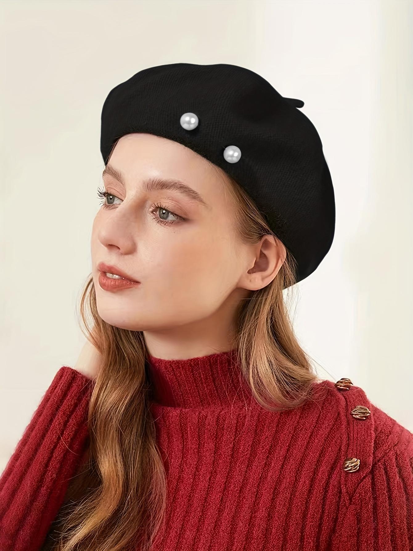 [Pearl Decorated Beret] 1pc Pearl Decorated Beret Y2K Women's Outdoor Casual Stylish Versatile Beret Sweet Cute Painter's Hat Autumn Winter Fashionable Warm Bud Hat