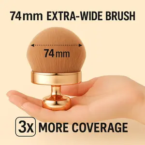 Extra Large 74mm Kabuki Self Tanning Brush, Dense Oval Head Self Tanner Applicator for Body Back Face Legs, Streak-Free Blend Vegan Cruelty-Free Bronzer Makeup Brush for Flawless Finish