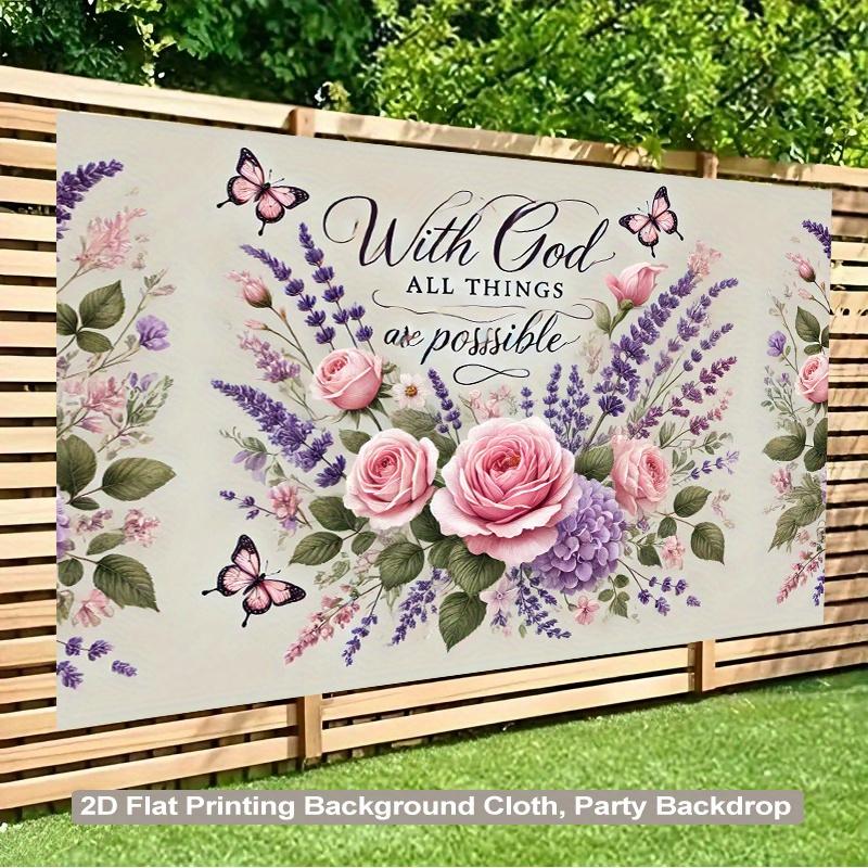 2D Flat - 2D Flat - A 2D Backdrop Featuring Flowers And Butterflies Surrounding Beautiful Things, Made Of, Perfect for Vibrant Wall Hangings in Living Rooms, Bedrooms, Offices, Or Party Decorations