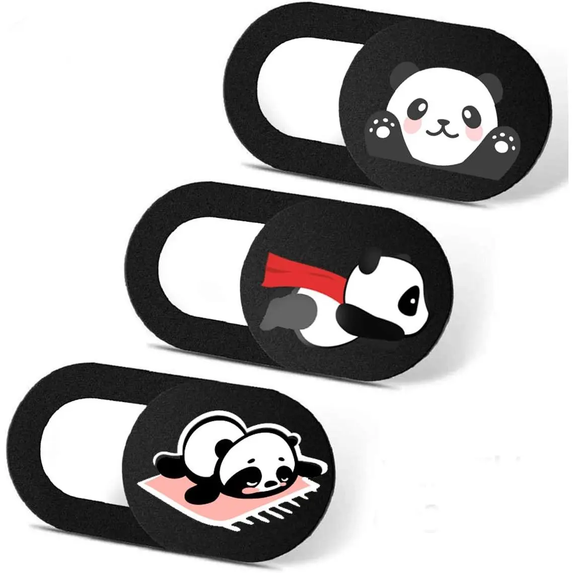 Webcam Cover Slide Ultra Thin Laptop Camera  Protect, Panda | 3 count Cute Panda, Ultra thin camera cover fit for Cell phone desktop tablet PC, front camera blocks webcam to protect