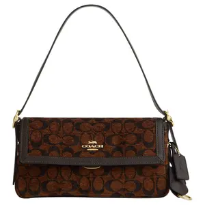 COACH Etta 25 Crossbody Bag for Women – Printed Fabric with Gold Logo, Truffle Brown